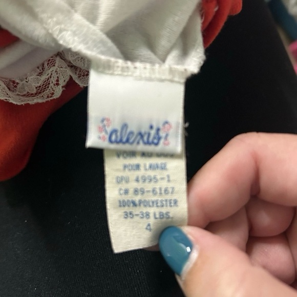 Vintage Alexis Toddler Girl Red Nightgown With White Detail Size 4 - Picture 3 of 3